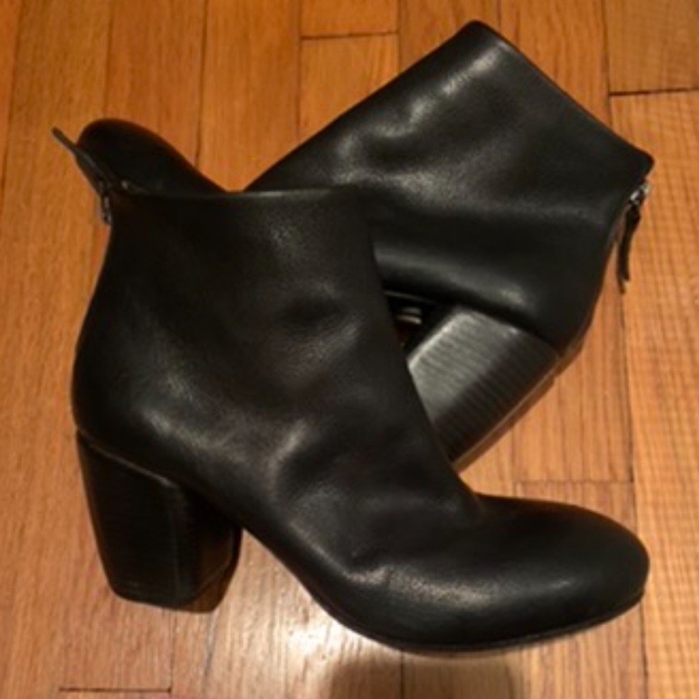 Marsell Black Leather Ankle Boots Made In Italy 39.5
